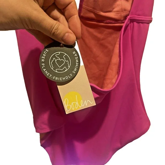 Boden Ithaca Halter Swimsuit Swim One Piece Women US 12 New Pink Ruffle Vibrant - Picture 6 of 10